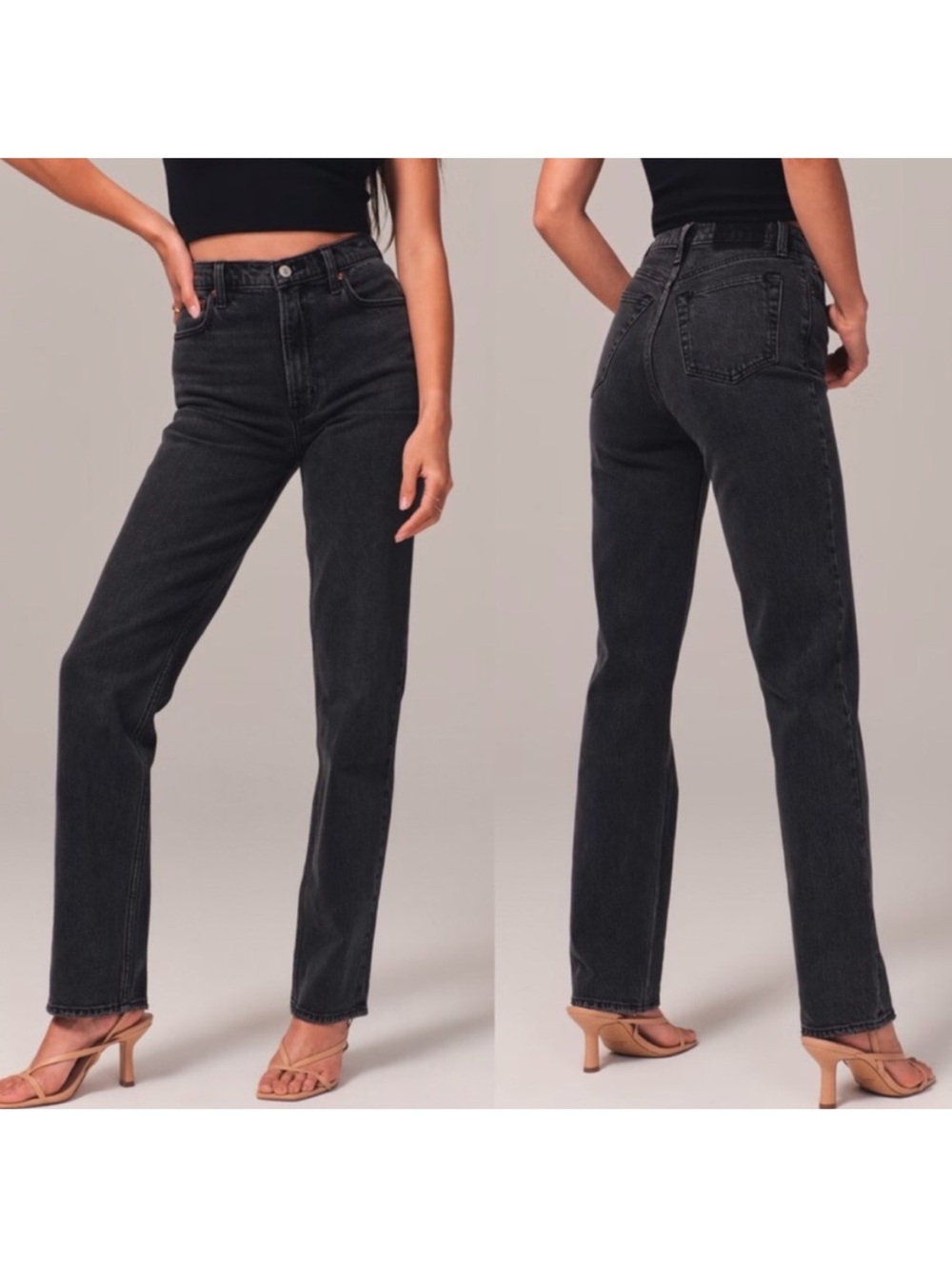 Abercrombie & Fitch Ultra High Rise 90s Straight Jean In Washed Black - Picture 3 of 4